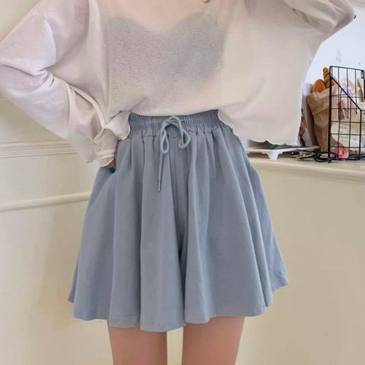 百搭阔腿松紧腰裤裙