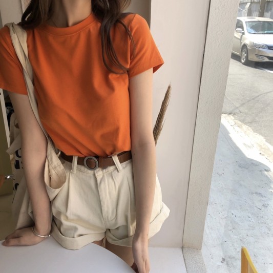 纯色圆领短袖T恤