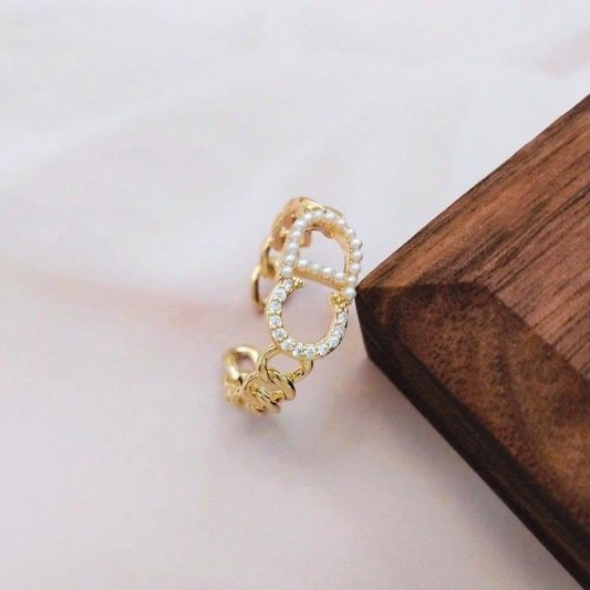 微镶CD字母可调节指环