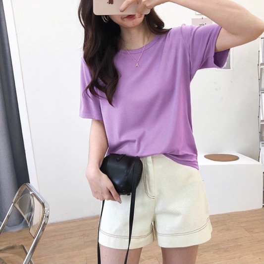 纯色宽松休闲t恤