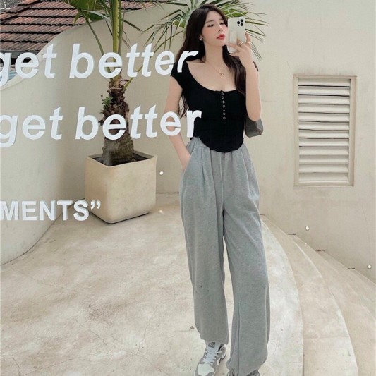 【预购】高腰宽松休闲百搭长裤