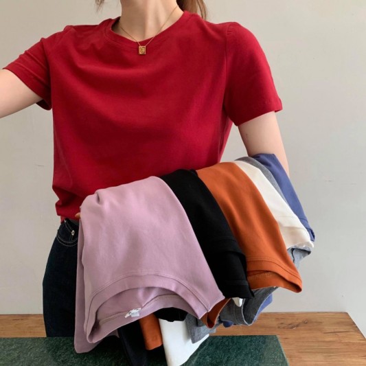 百搭休闲宽松纯色T恤