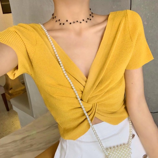 蝴蝶纽结设计针织上衣