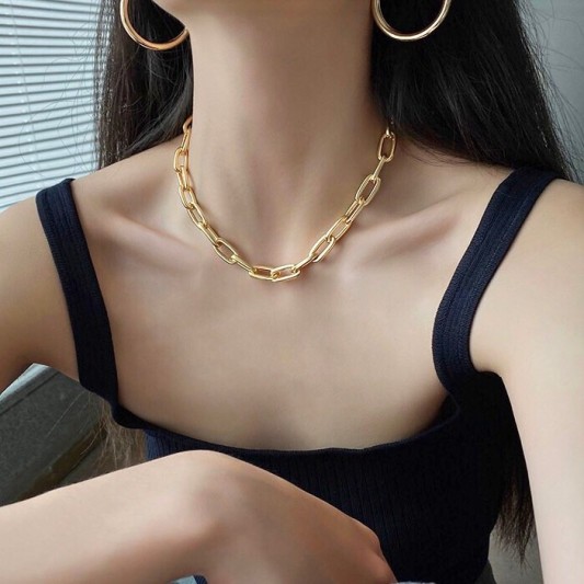 【预购】欧美风金色粗链条项链