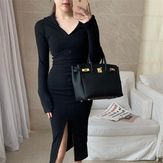 性感开衩连帽包臀修身连身裙