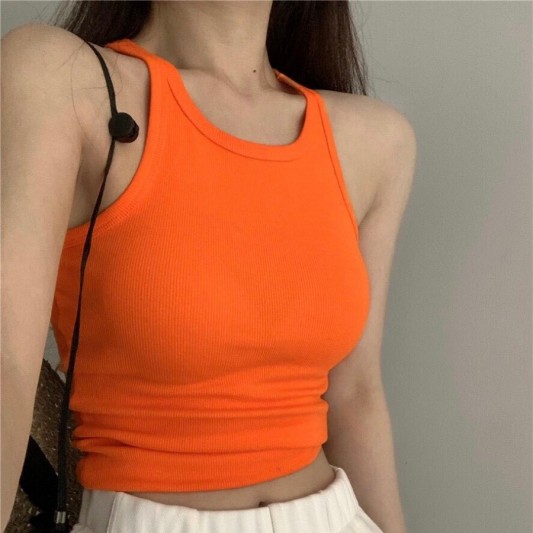 弹力露脐性感背心