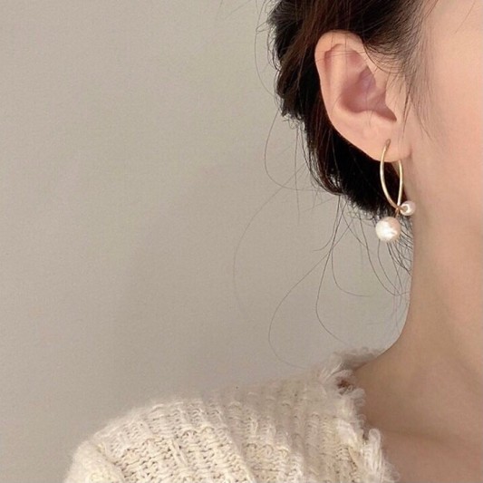 气质珍珠耳坠吊环