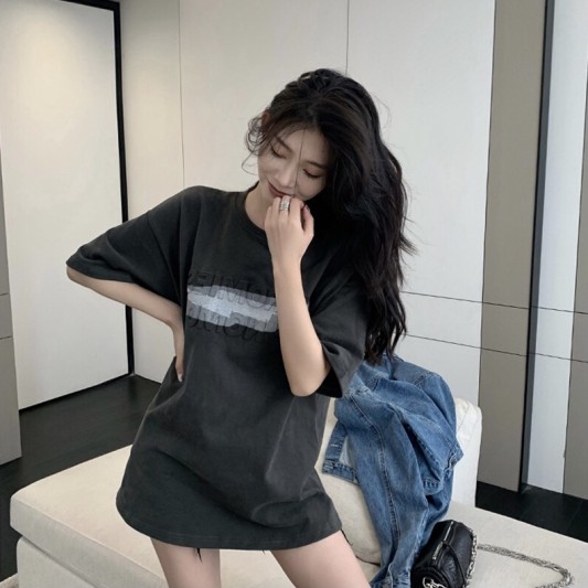 美式复古印花宽松上衣